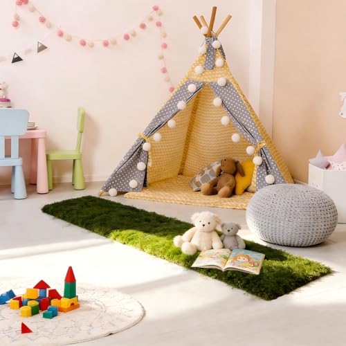 1 Pcs Fake Moss Table Runner for Crafts 11.81×78.74inch Artificial Moss Sheet Roll Waterproof Carpet Blanket for Wall Roof Garden Wedding Birthday Party Table Decoration 0.3×2m