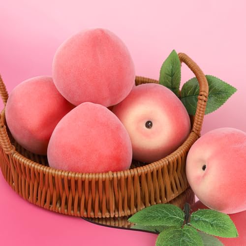 Gresorth 6pcs High Grade Fake Peach Decoration Artificial Realistic Fruit Model for Home Party Holiday Festival Christmas Display - color: A
