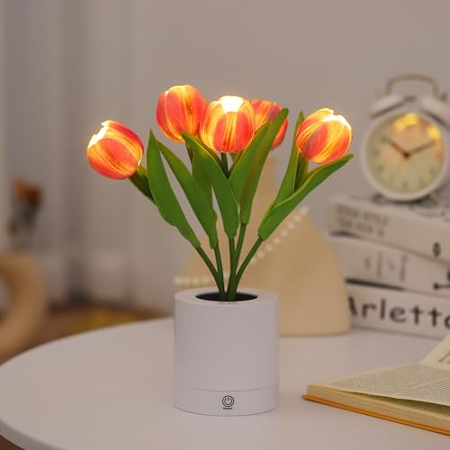 WSYEAR Tulip Lamp Gifts for Mom from Daughter, Christmas Birthday Gifts for Women, Artificial Flower Lamp Night Light for Bedroom Decor Gift for Girlfriend Wife Sister - color: Pink tulip