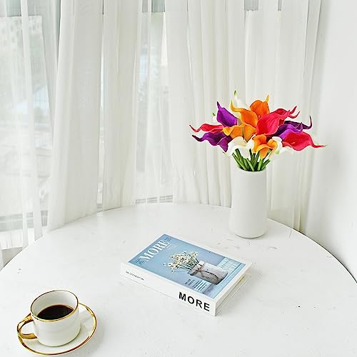 ONLY ART Artificial Colorful Calla Lily 20pcs – 13.5" PU Faux Flowers with Flexible Stems, Soft Texture, for New Year and Valentine's Day Home, Wedding & DIY Decor - color: Colorful