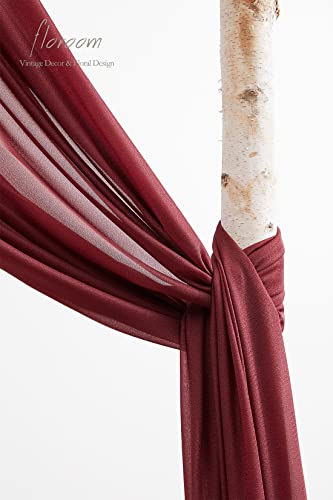 Floroom Arch Flowers with Drapes Kit (Pack of 4) - 2pcs Artificial Burgundy & Navy Blue Floral Swag Arrangement with 2pcs Draping Fabric for Wedding Ceremony Arbor and Reception Backdrop Decoration - color: Burgundy & Navy Blue