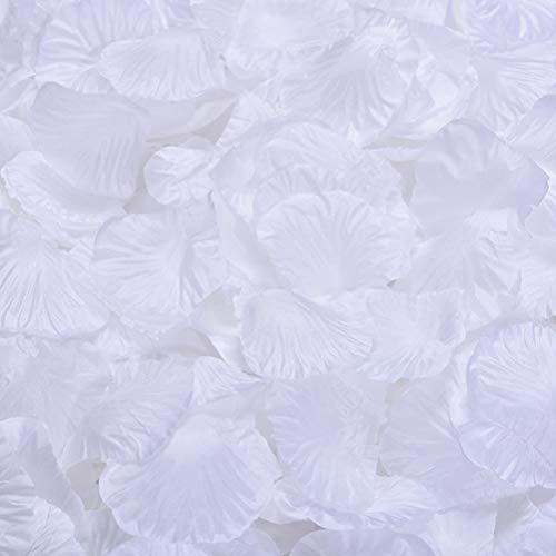 LZXD 1000 Pieces White Artificial Silk Rose Petals Flower Decoration Wedding Party Color White - color: White