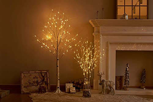 Hairui Lighted Birch Branches Plug in with Timer 30IN 150 LED Fairy Lights, White Willow Branch Lights for Christmas Fireplace Room Vase Decoration Indoor Outdoor Use (Vase Excluded) - style: White Birch+Warm White 1set