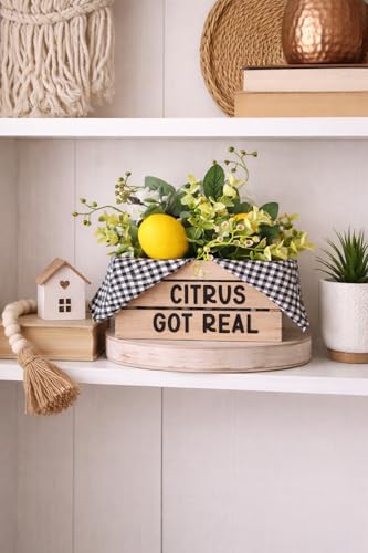 Lemon Decor | Mini Crate with Fake Lemons | Citrus Got Real, 5" W x 6" H | Lemon Decorations for Kitchen | Boho Kitchen, Cottage Core Decor | Lemon Themed Gifts (Citrus Got Real) - style: Citrus Got Real