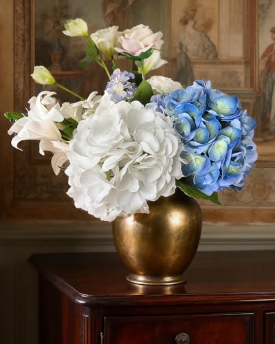 21in Hydrangea Artificial Flowers 3Pcs: Real Touch Latex Lifelike Large Hydrangea Flowers for Wedding Centerpieces, Bouquets & Home Party Decor (White) - color: White, size: 3Pcs