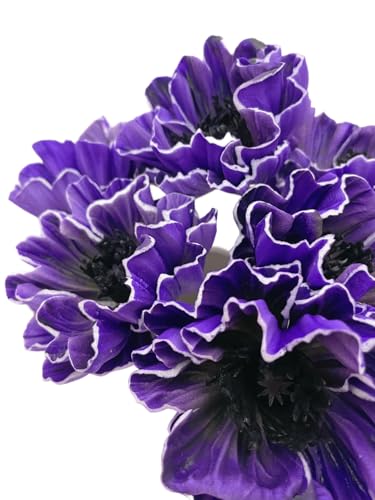Artificial Poppy Flowers Bouquet High Quaulity Fresh Luxury Vintage PU Faux Silk Flowers - Large Real Touch Blooms for Wedding Birthday Home Decor Table Centerpiece Vase (6, Purple) - color: Purple