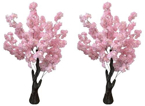 Artificial Cherry Blossom Tree, 4.3FT 2 Pack Pink Faux Cherry Blossom Tree for Home, Wedding & Party Decoration, Indoor & Outdoor - color: Pink 2pack