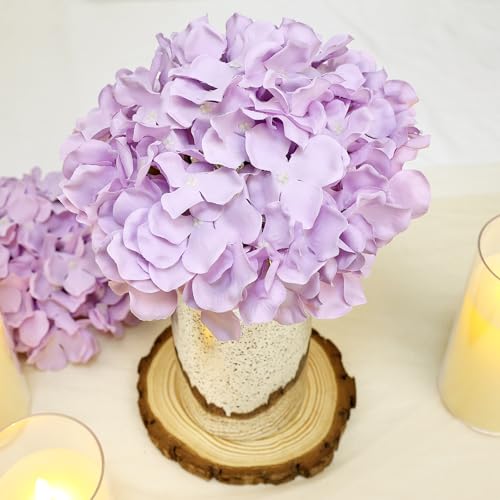 Hydrangea Flower Balls for Centerpieces - 12 PCS Artificial Floral Arrangement with Base, 8.27 Inch Diameter Fake Silk Kissing Ball for Wedding Table Home Party Decor - Lilac - color: Lilac-8 Inch-12 Pcs, size: Small Size