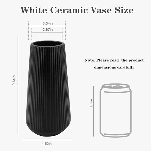 Black Ceramic Vase, GUKJOB Cute Flower Vase for Pampas Grass, Home, Living Room, Dining Table, Farmhouse, Office Decor, Bedroom, Table, and Kitchen Shelf (XL Black) - color: XL Black