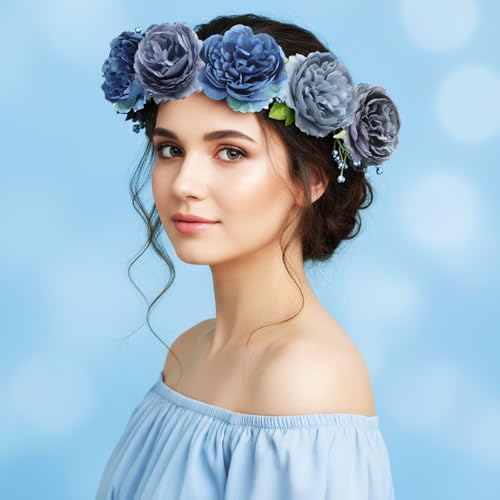 Thiccywoov 50 Pcs Artificial Flowers, 3.2 Inches Silk Rose Head Flowers Fake No Stem for Wedding Bridal Bouquet Home Floral Decor DIY Centerpieces Arrangements Party Tables Decorations(Grey Blue) - color: Grey Blue