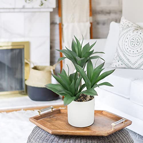 Hollyone Large Artificial Agave Plants Fake Three-Head Agave Succulent Plant Potted 15" Faux Plant in White Pot Succulents Aloe Plant Indoor for Desk Modern Home Decor - color: Style 1