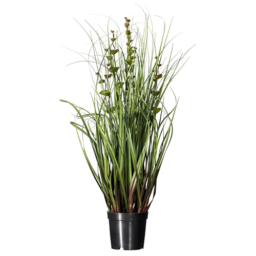 Vickerman Everyday 24" Artificial Green Grass and Eucalyptus with Black Plastic Pot - Faux Grass Plant Decor - Home Or Office Indoor Greenery Accent - Maintenance Free - size: 24"