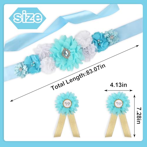 Maternity Sash Set Baby Shower Floral Belly Belt Baby Shower Decoration for Mom to Be Pregnancy Party Supplies - color: Style6