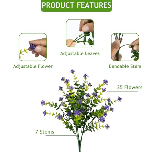 Artificial Flowers for Outdoors, 12 Bundles UV Resistant Artificial Outdoor Flowers, Not-Fading Plastic Fake Flowers for Outdoor Planters for Home Garden Porch Yard Decor, Mixedcolor - color: Yellow+purple+white