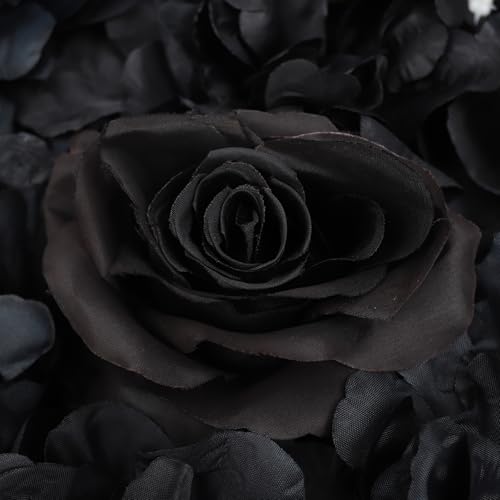 DNYSYSJ Black Flower Wall Panel,6pcs 15" X 15" Black Rose Panel Artificial Hydrangeas Flowers Panel Silk Fabric Wall Mat for Halloween Thanksgiving Photography Home Wedding Party Event Wall Decor - color: Black Roses, 15x15in, size: 6 pieces
