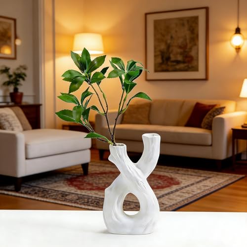 White Branch-Shaped Ceramic Vase，Minimalist Artistic Dried Flower Vases Modern Decorative Ornament for Home Decor, Living Bedroom Room, Shelf, Table (Style-B) - color: Ceramic B