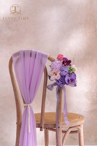 TINGE TIME Fake Flowers Artificial Flowers Peonies Bulbous Chrysanthemum Daisy Hydrangea Sunflower Violets Dahlia Daffodils Epiphyllum Orchid Cherry Blossom Camellia Leyaron (Purple) - color: Light Purple