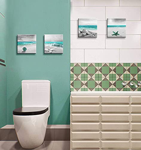 BQVCT 4 panels green ocean beach wall decoration for bathroom beach canvas prints natural pictures home artwork bedroom living room wall art ready to hang size: 12x12inch/set - color: Black Green