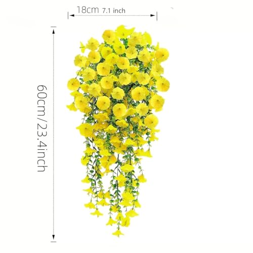 2 Sets of Hanging Flowers, Mixed Textile Morning Glory and Eucalyptus Leaves, UV-Resistant, Real Artificial Plants - color: White1