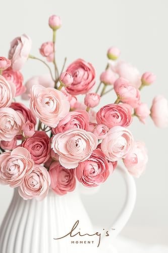 Ling's moment Ranunculus Artificial Flower, Faux Silk Mini Ranunculus Flowers for DIY Bouquet, Bulk Fake Wedding Filler Flowers for Centerpieces Arrangements Bridal Shower Decorations, Dusty Rose - color: Pk-dusty Rose