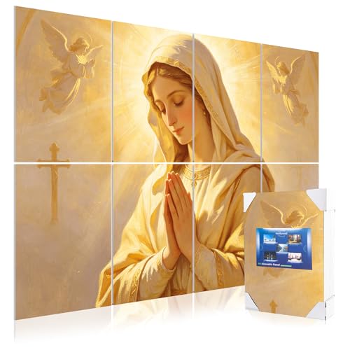 Mollywell Art Acoustic Panels, 48x32 in, Mary's Prayer | Self-Adhesive, Reduces Echo, Sound Absorbing, Modern Art Wall Decor, Living Room, Studio, Bedroom, Office - color: Mary's Prayer, size: 8 Pack Art