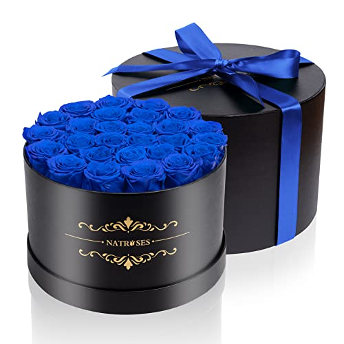 NATROSES Gifts for Her 27 Piece Forever Preserved Roses in a Box, Preserved Flowers for Delivery Birthday, Flowers Gifts for Mothers Day, Royal Blue - color: Royal Blue, size: 27 Roses