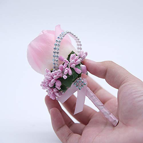 2 PCS Wedding Boutonniere Artificial Flower Groom Groomsman Corsage Rose Silk Suit for Wedding Prom Homecoming Light Pink - color: Light Pink