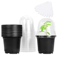 MIXC Plant Nursery Pots with Humidity Dome 4" Soft Transparent Plastic Gardening Pot Planting Containers Cups Planter Small Starter Seed Starting Trays for Seedling with 10pcs Plant Labels，30 Sets… - color: Black, size: 4 Inch-with Lid