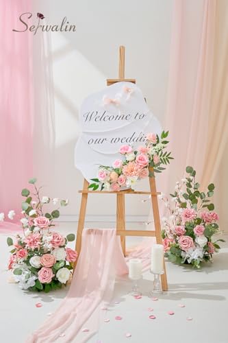 Serwalin Artificial Pink Flowers, Cake Silk Flowers for DIY Wedding Bouquets Fake Flowers, Table Centerpieces Baby Shower Birthday Party Home Decorations - color: A Blooming Pink, size: Grand