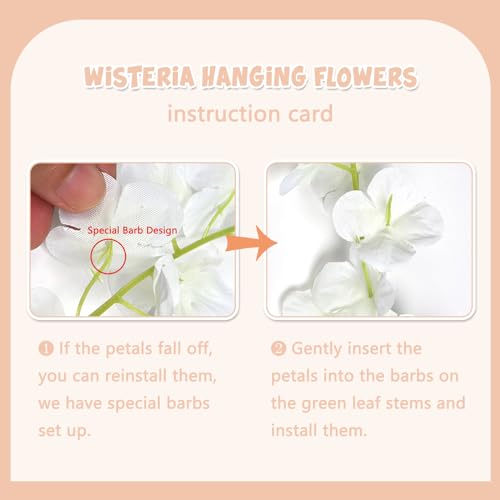 24 Pack Champagne Wisteria Hanging Flowers Garland, 3.77 Feet Artificial Flower Vines, Fake Wisteria, Artificial Vines Hanging Garland for Backdrop Outdoor Yard Garden Decor - color: Champagne, size: 24 PCS