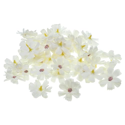 PATIKIL Fake Flower Heads for Crafts, 30 Pcs Faux Flower Bulk Mini Artificial Silk Flowers Embellishments Cherry Blossom for Wreath Wedding Party Decoration, Cream - color: Cream