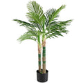 NEWBULIG 47in Artificial Palm Tree, Double Stalk Golden Cane Palm with Lush Realistic Leaves, Large Faux Plant for Living Room, Maintenance Free Home Decor
