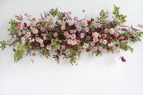 YYHUAWU Mauve Artificial Flowers Combo Set Fake Flower Leaf Box with Stems for DIY Wedding Bouquets Centerpieces Flower Arrangements Decorations Baby Shower Party Home Decorations - color: Mauve & Rose