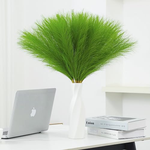 50pcs 22" Green Pampas Grass - Faux Pampas Grass Decor Artificial Pampas Grass for Tabke Vase Fluffy Artificial Pampas Grass for Boho Home Wedding Mothers Day Decoration - color: Grass Green, size: 50pcs