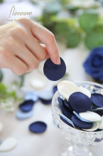 Floroom 500pcs Rose Petals Dusty Blue Navy Faux Silk Flower Petals for Wedding Flower Girl Basket Aisle Scatter Dinner Table Centerpieces Party Confetti Decoration Romantic Night Home Decor - color: French Dusty Blue, size: 500pcs