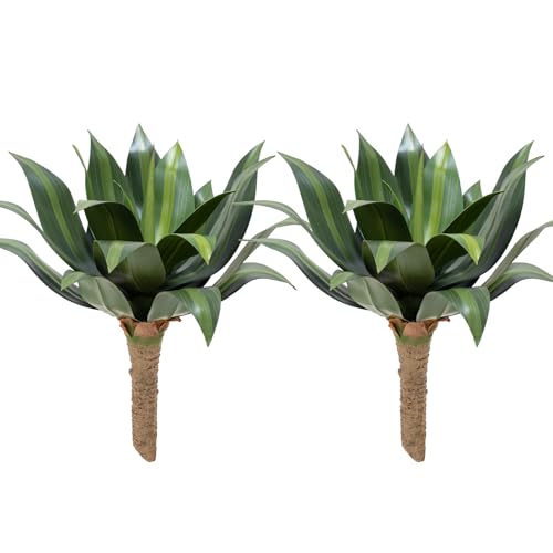 Artificial Agave Plant 24.8Inch Artificial Agave Plants Outdoor Set, Large Fake Plants Indoor for Home Decor, Realistic UV Resistant Faux Succulents Plants Without Pot, Set of 2 - color: Agave, size: 24.8in