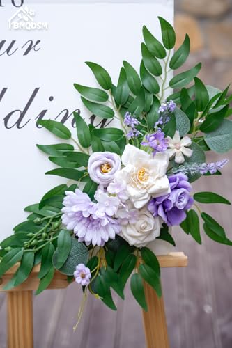 Artificial Wedding Arch Flowers Kit(Pack of 2) for Wedding Decor Ceremony and Reception Backdrop Decoration (Purple) - color: Purple