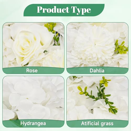 12Pcs Artificial Flower Wall Panel 3D Floral Backdrop Walls 15" X 15" Flower Wall Decor Flower Backdrop Faux Rose Panel for Party Home Background Decor, White - color: White