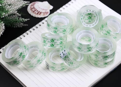 BOMEI PACK 48 Rolls Crystal Clear Transparent Tape, Stationery Tape Refills Rolls for Dispenser, 3/4 in x 1000 in,1 inch Core, Gift Wrapping Tape for Office, School and Home