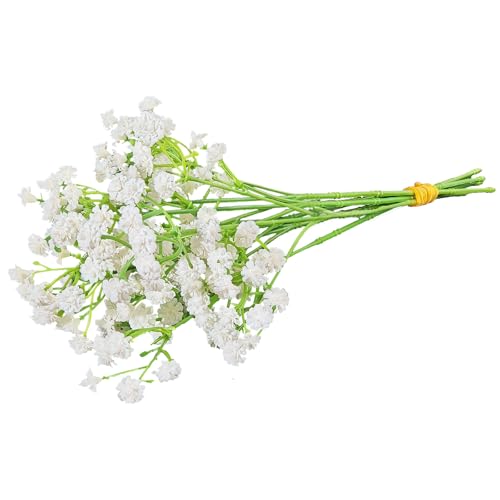 ABAJI Tiny Babys Breath Artificial Flowers Gypsophila Real Touch Flowers for Wedding Party Home Garden Decoration 12 inch in Length Small and Short - color: White, size: 6 PCS