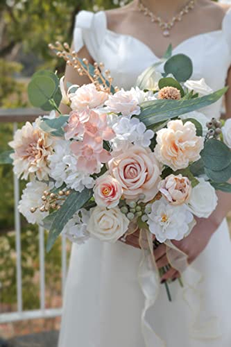 rongflower Artificial Flowers Combo Box Set Champagne Fake Flower Leaf Box with Stems for DIY Wedding Bouquets Centerpieces Arch Arrangement Baby Shower Party Home Decorations - color: Champagne White Coffee
