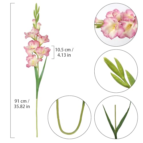 5 PCS Gladiolus Artificial Flowers 35.82 in Gladiolus Flowers Silk Long Artificial Flowers for Wedding Party Baby Shower Centerpieces Bridal Bouquet Decor(Pink) - color: Pink