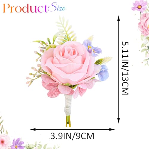 Wedding Flower Boutonniere Red Groom Rose Buttonholes Men's Boutineer Party Suit Decoration Prom Anniversary Accessories for Groomsmans and Man (Pink) - color: Pink