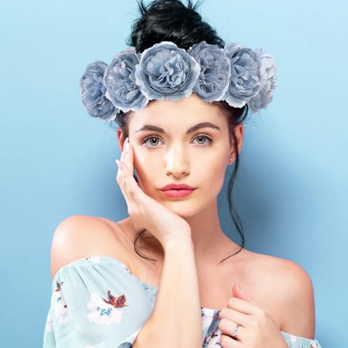 Thiccywoov 50 Pcs Artificial Flowers, 3.2 Inches Silk Rose Head Flowers Fake No Stem for Wedding Bridal Bouquet Home Floral Decor DIY Centerpieces Arrangements Party Tables Decoration(Dusty Blue) - color: Dusty Blue