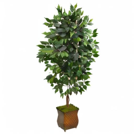 Nearly Natural 51in. Ficus Artificial Tree in Metal Planter