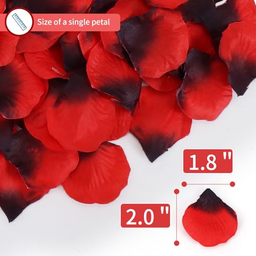1000 Pcs Artificial Fake Rose Petals,Flower Petals for Romantic Night, Engagement, Party, Wedding, Event Flower Decorations, in Bulk(Dark Reddish with Black) - color: Dark Reddish With Black, size: 1000Pcs