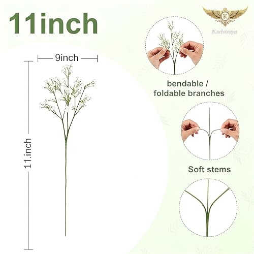 100Pcs Baby's Breath Artificial Flowers, White Real Touch Gypsophila Fake Flowers Bulk for Wedding Bouquet, Home Table Centerpieces, Bridal Shower, Party Garden Decor
