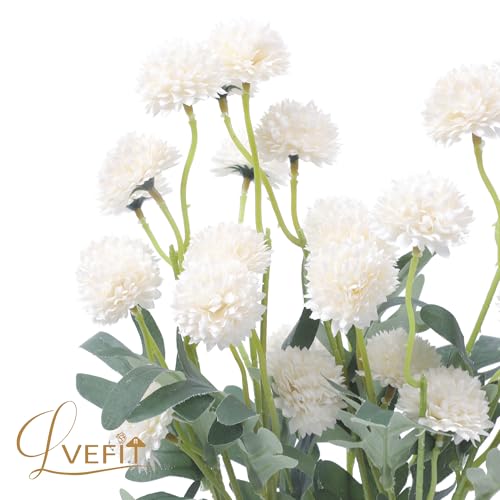 LVEFIT 10 Pcs Beige Kiku Flower Fake Mums Long Stem Flowers,Faux Kiku Flower Bulk,Silk Flowers Mini Chrysanthemum Floral Arrangements,Artificial Flowers Chrysanth Mini Fake Flower - color: Beige