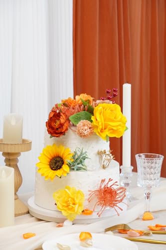 Artificial Flower Combination Box Set Artificial Flower Loose Leaves and Stems DIY Wedding Center Bouquet Bride Wedding Baby Shower(Orange Yellow) - color: Orange Yellow