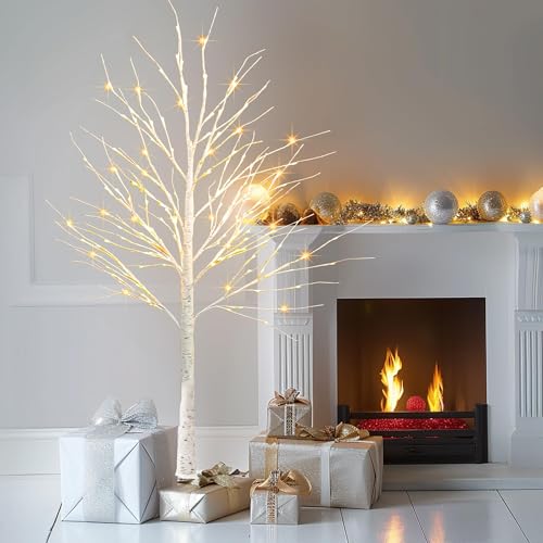 TW SHINE 2Pack Lighted Birch Tree, 6 FT Total 288LED Pre-lit Artificial Christmas Trees for Thanksgiving Christmas Decorations Indoor Home Bedroom Outdoor Festival Wedding Party, Warm White - color: 2 Pack